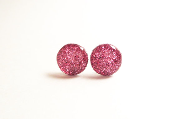 Shannon - Pink Glitter Earrings