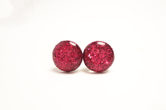 Lilah - Pink Glitter Earrings
