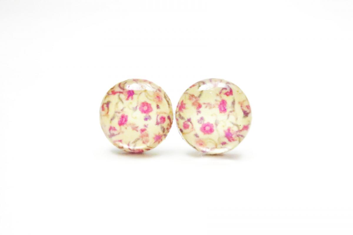 Petula - Pink Floral Stud Earrings